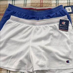 Champion Blue and White Mesh Shorts Duo
